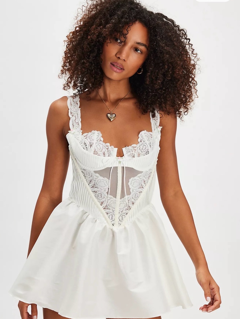 For Love & Lemons White Lace Bustier Mini Dress